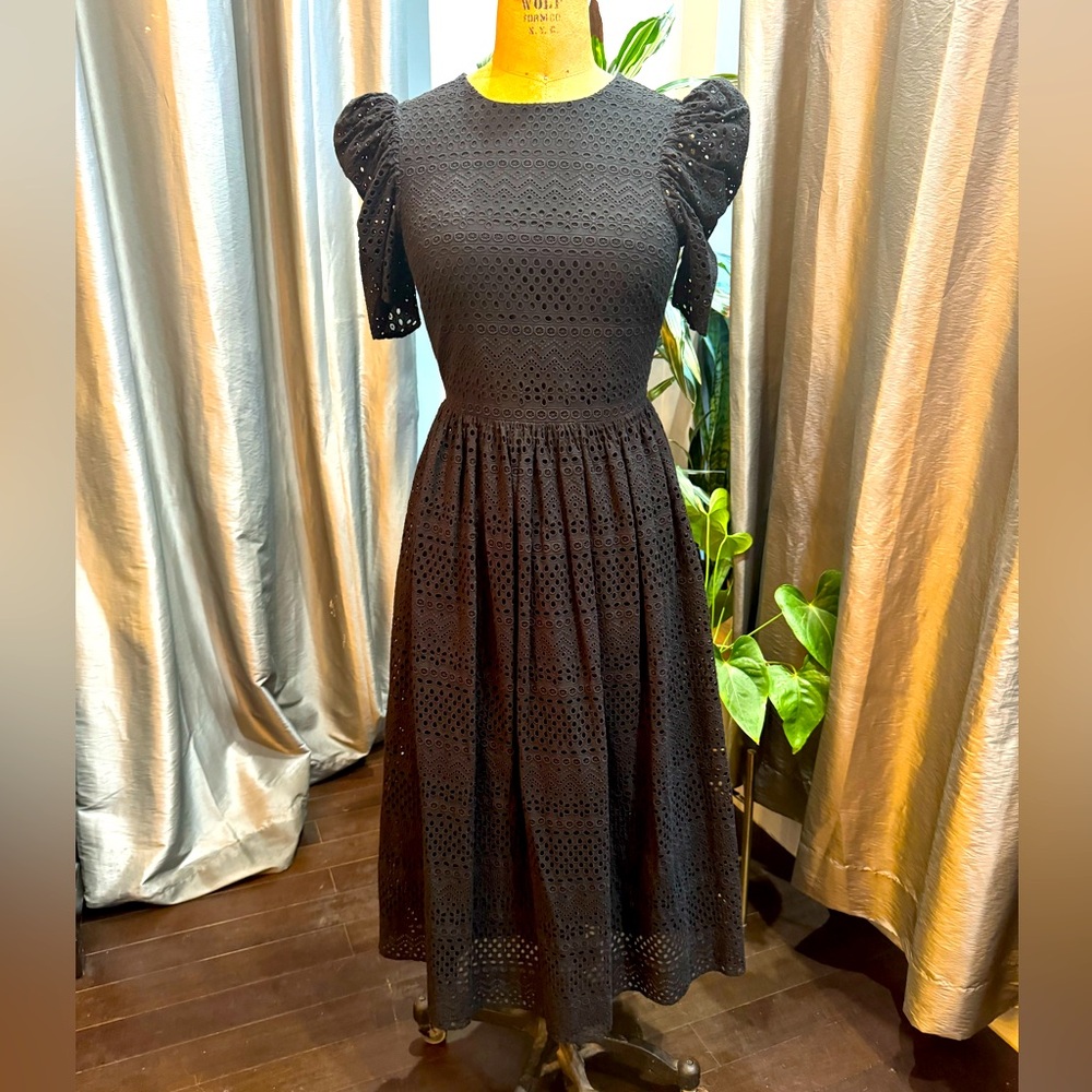 Black  eyelet midi dress, size 2, x small